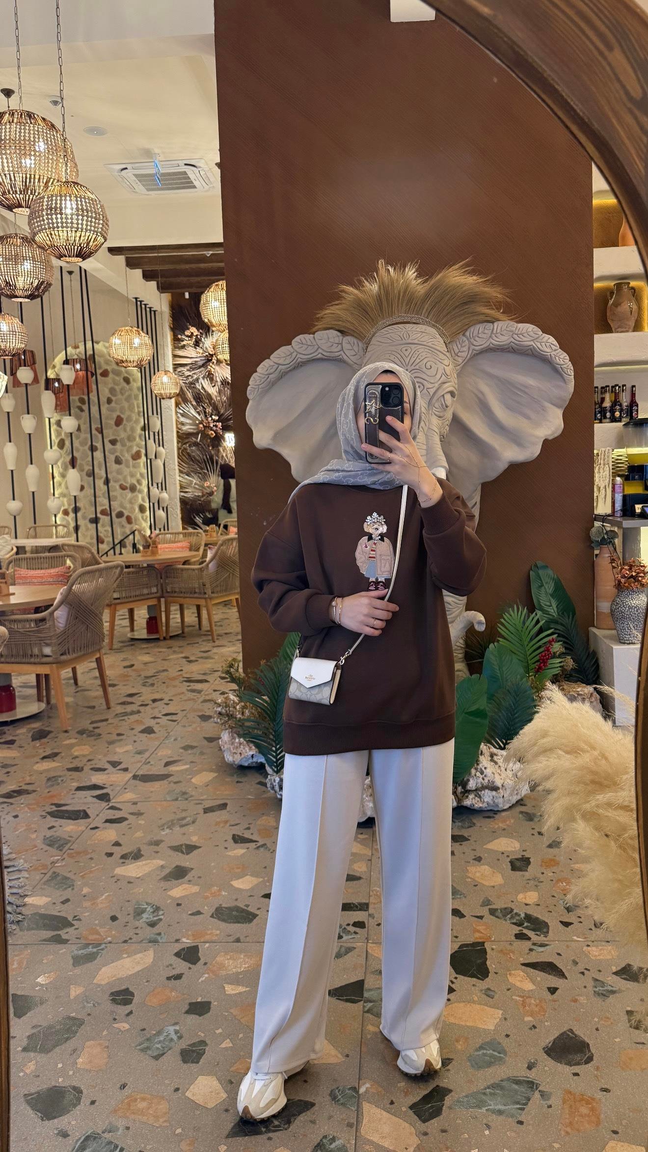 Beymn Taşlı Sweatshirt | Kahverengi