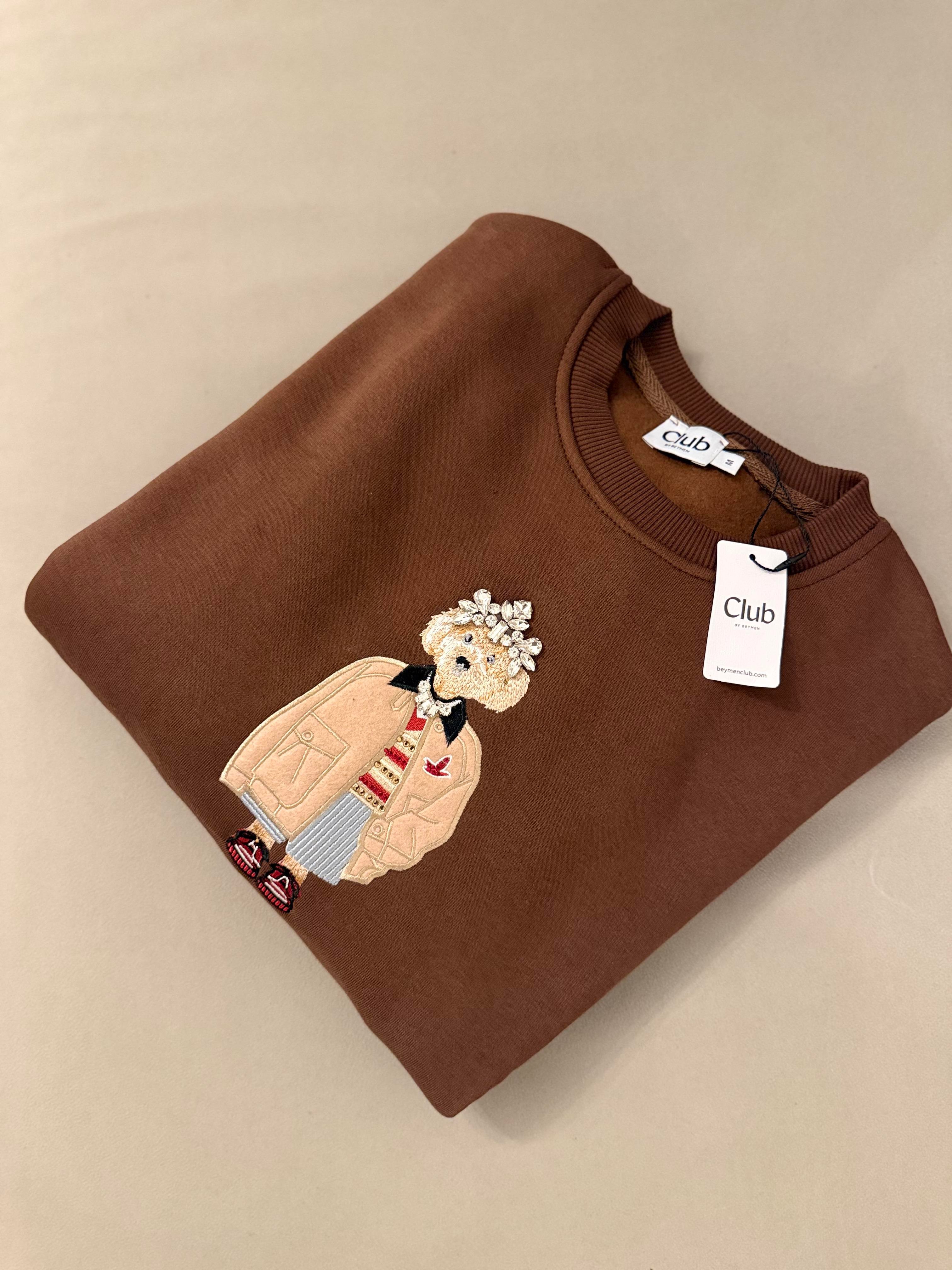 Beymn Taşlı Sweatshirt | Kahverengi