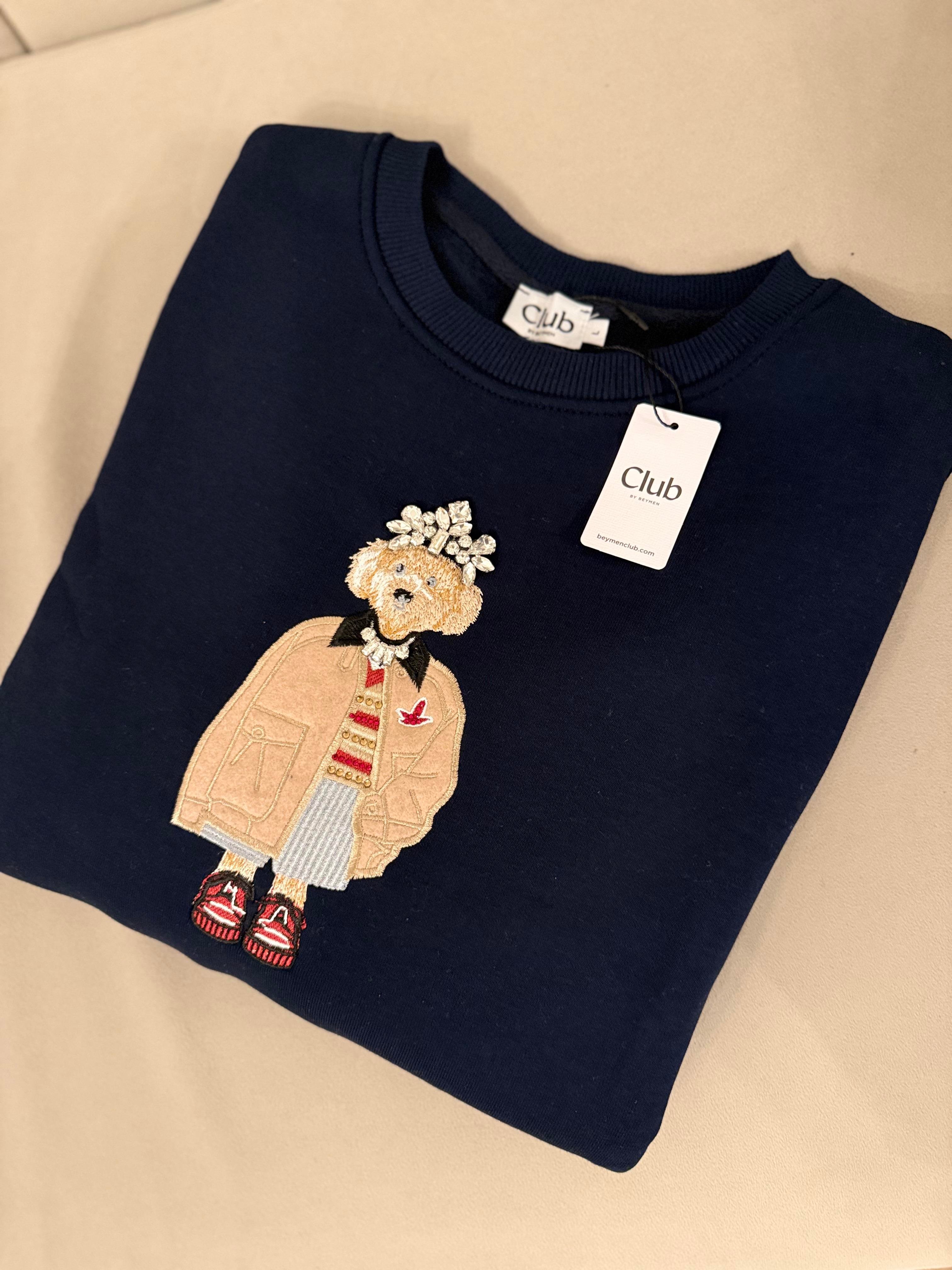 Beymn Taşlı Sweatshirt | Lacivert 