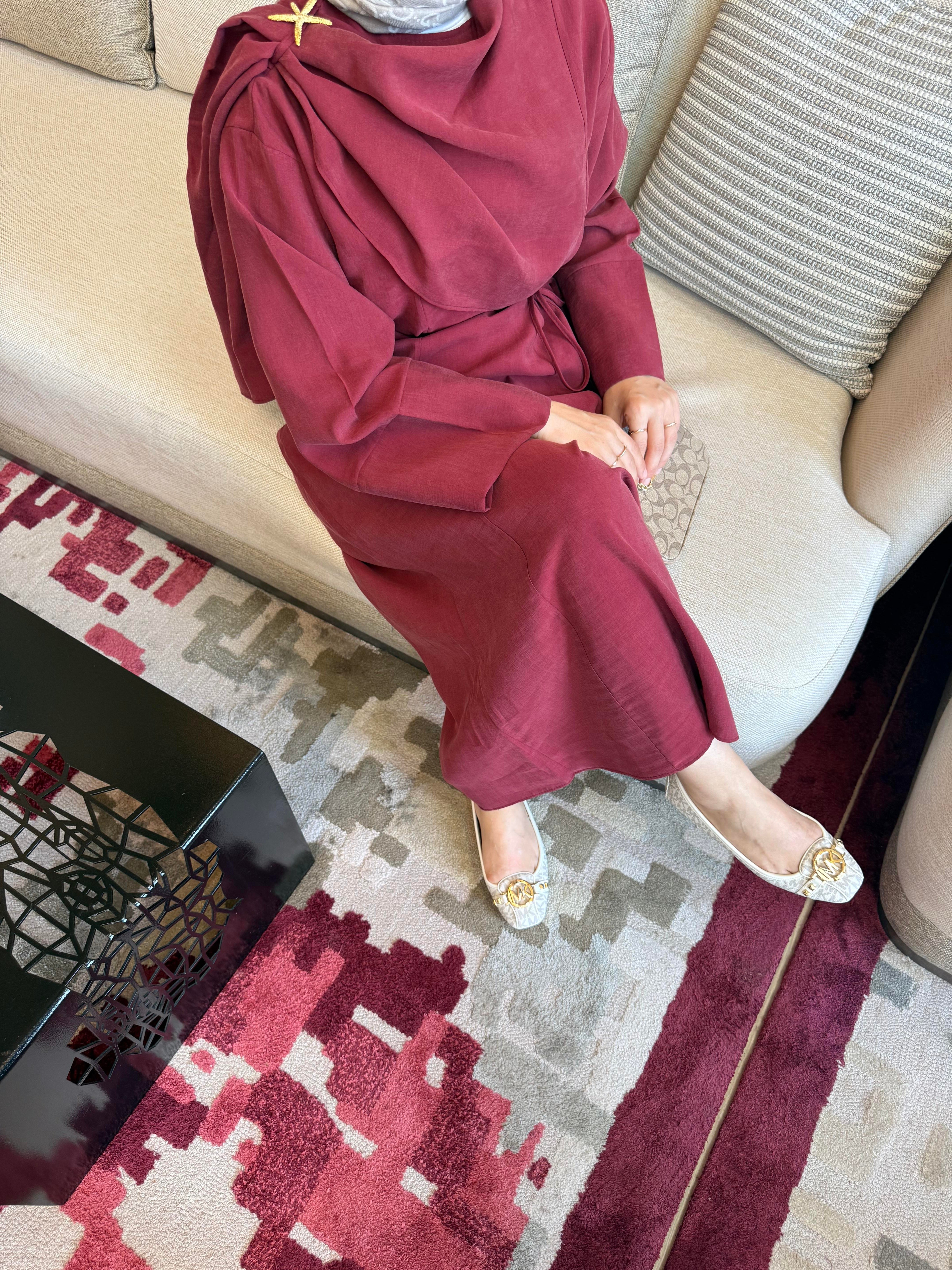 Bronş Elbise Bordo