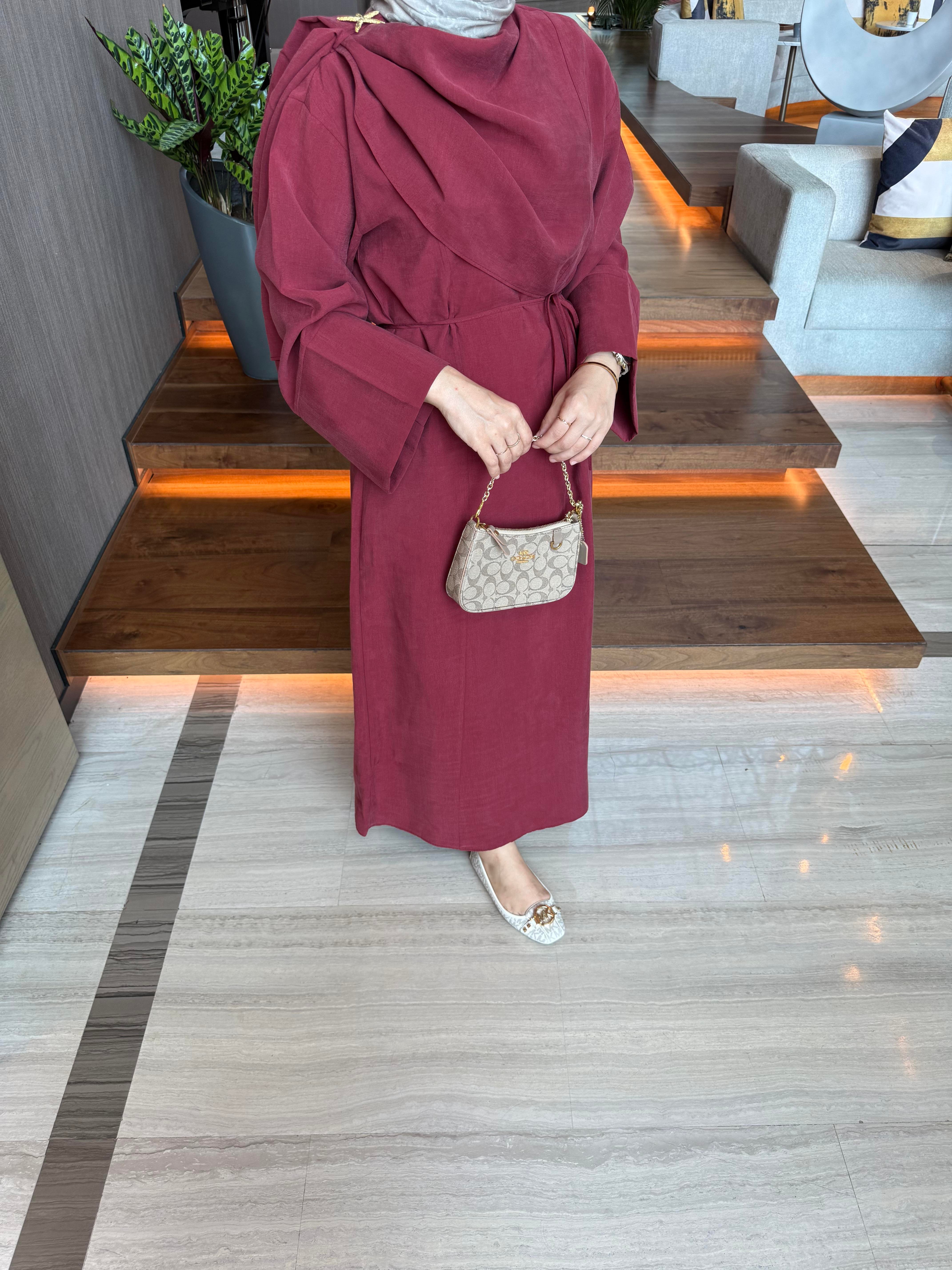 Bronş Elbise Bordo