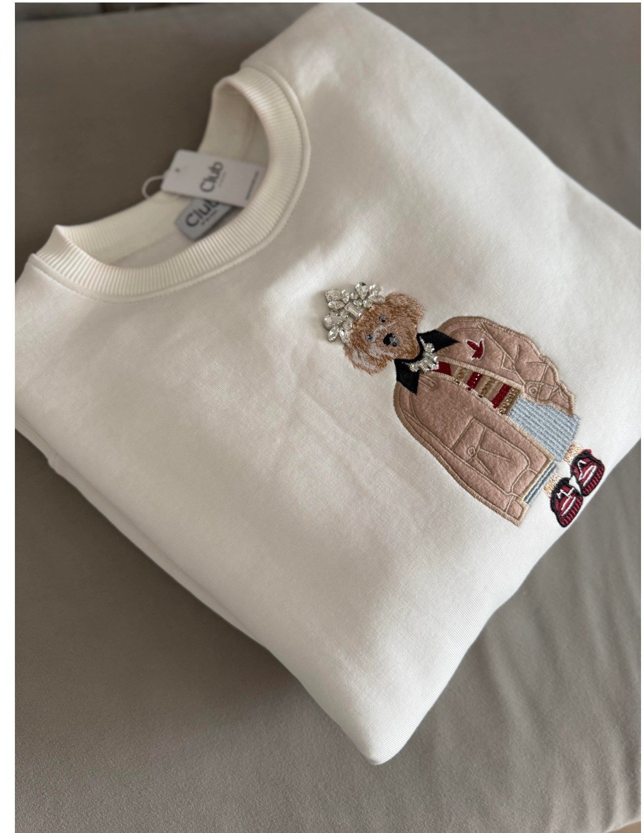 Bym taşlı sweatshirt- Beyaz