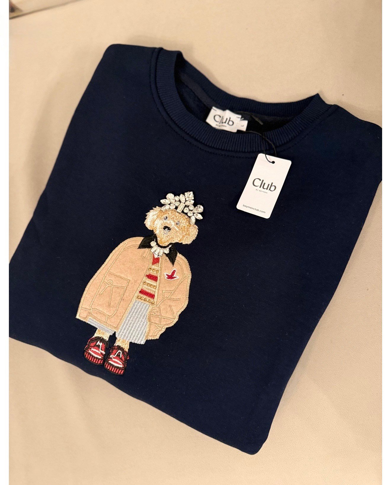 Bym taşlı sweatshirt- Lacivert