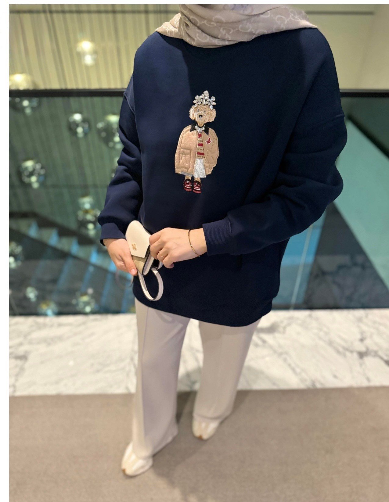 Bym taşlı sweatshirt- Lacivert