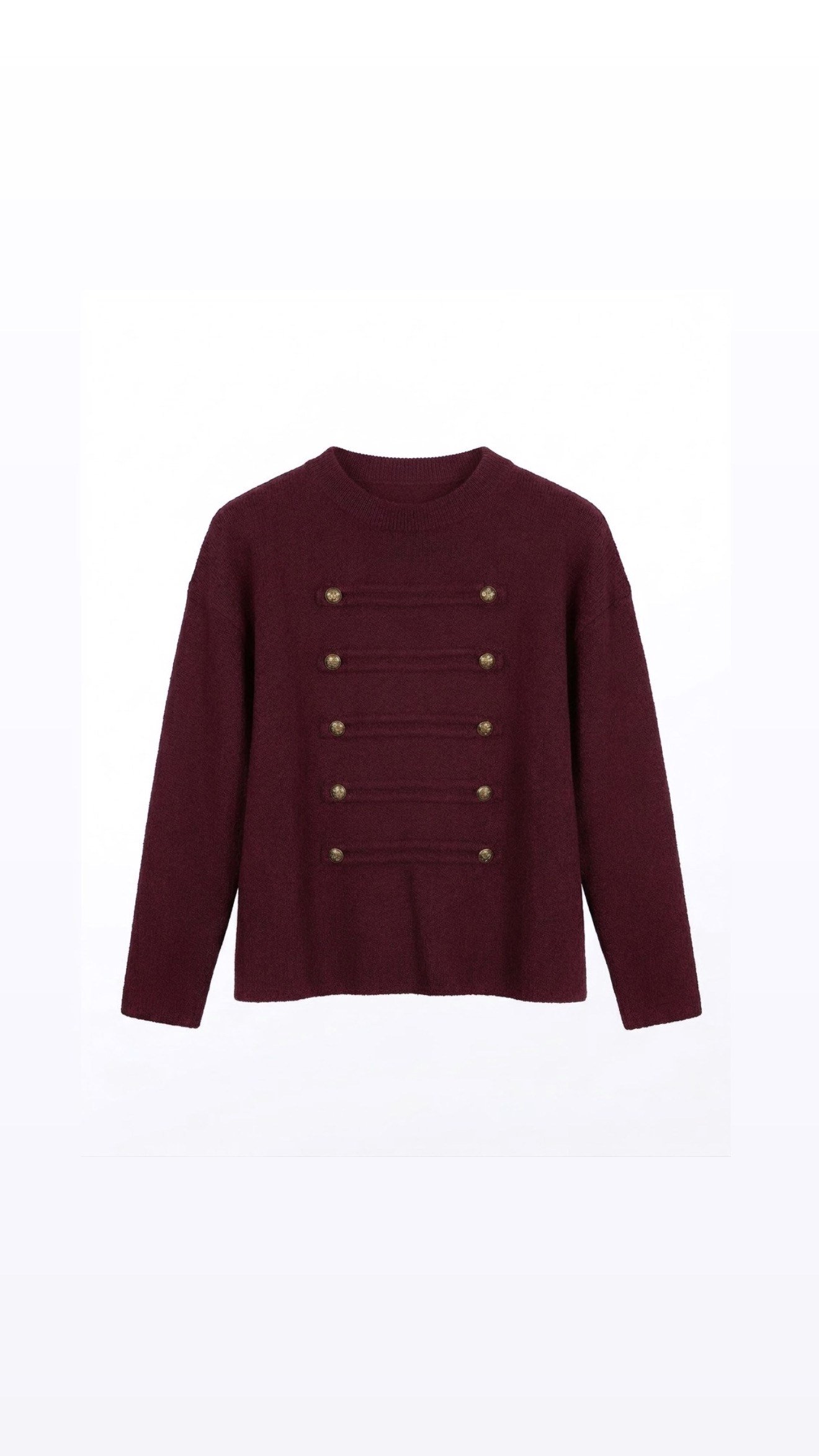 Düğmeli Angora kazak - Bordo