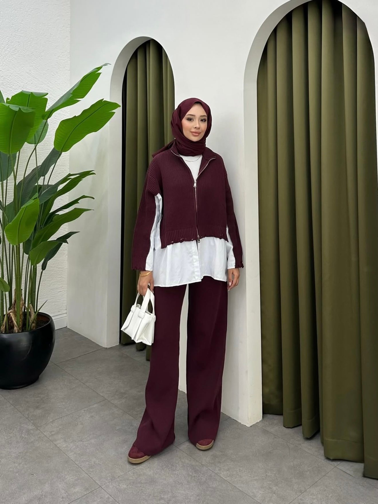 Garnili Triko Takım | Bordo
