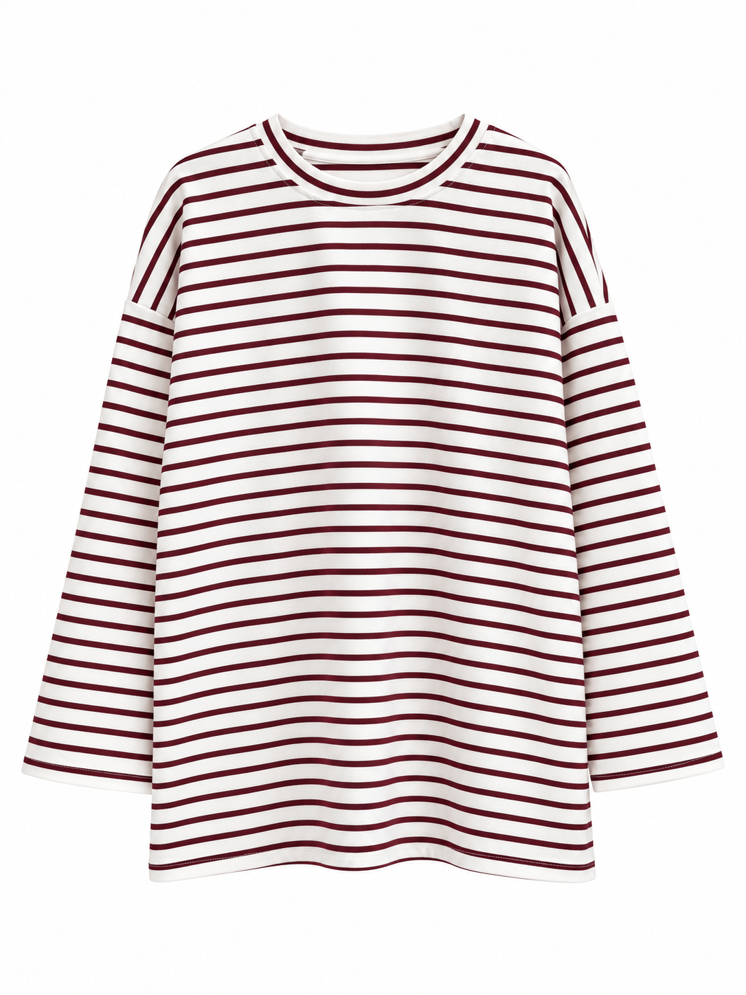 Oysh çizgili basıc sweatshirt- Bordo