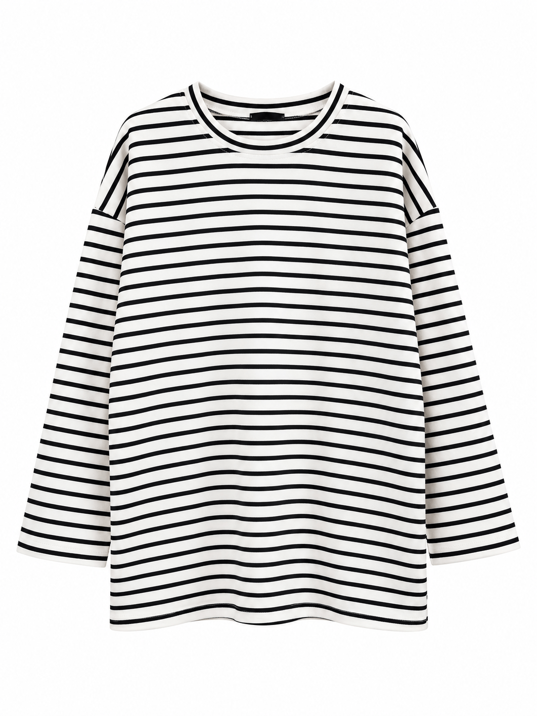 Oysh Çizgili basıc sweatshirt - Siyah