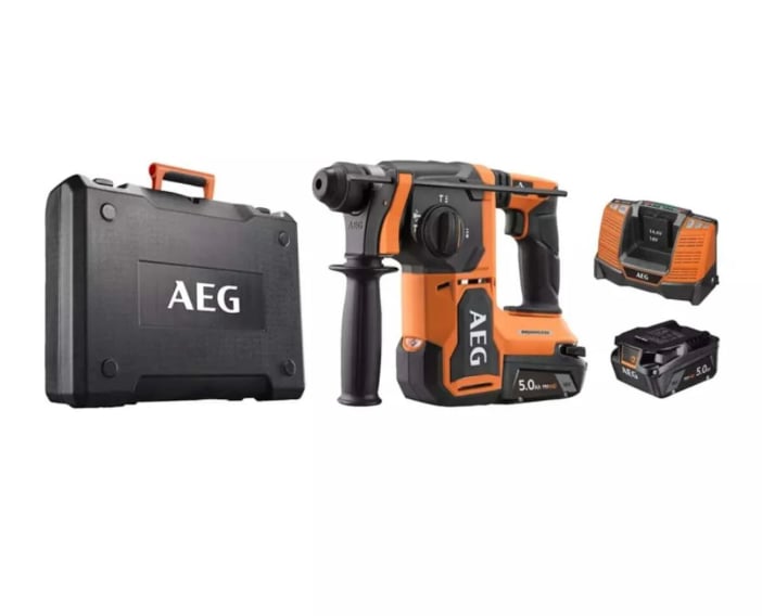 AEG BBH 18BL2-502C 18V 2x5.0Ah Çift Akülü Kömürsüz Kırıcı Delici Hilti
