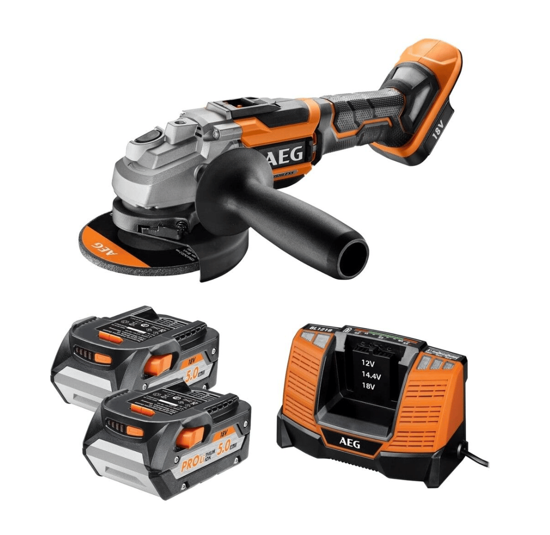 AEG BEWS18-125BLLI-502C 18V 5.0Ah Çift Akülü Kömürsüz 125mm Avuç Taşlama Makinesi
