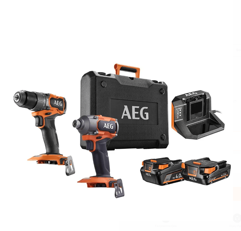 AEG CK18 AC 2BL X02B 18V Kömürsüz Akülü 2'li Kombo Set - Profesyonel Ağır Hizmet Tipi Şarjlı El Aletleri