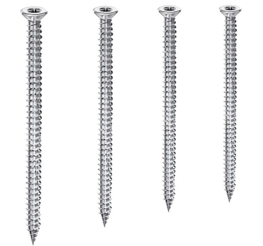 AKDENİZ Buldex Vida 7.5x100 mm 100'lü Paket - Profesyonel Çinko Kaplı Dübelsiz Beton Vidası, Yüksek Tork Mukavemetli Şantiye Tipi Havşalı Kasat Tipi Buldex Vida