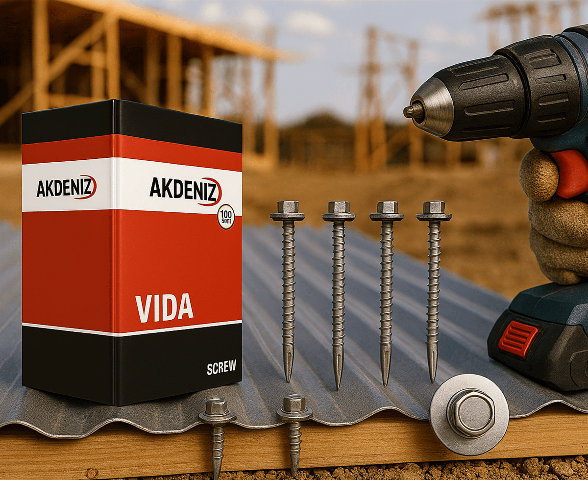 AKDENİZ Trapez Vidası Çeşitleri - Profesyonel Kendinden Delen EPDM Pullu Çatı Sacı Vidası, Sıyırmaz Akıllı Matkap Uçlu Şantiye Tipi Sandviç Panel Vidası Modelleri