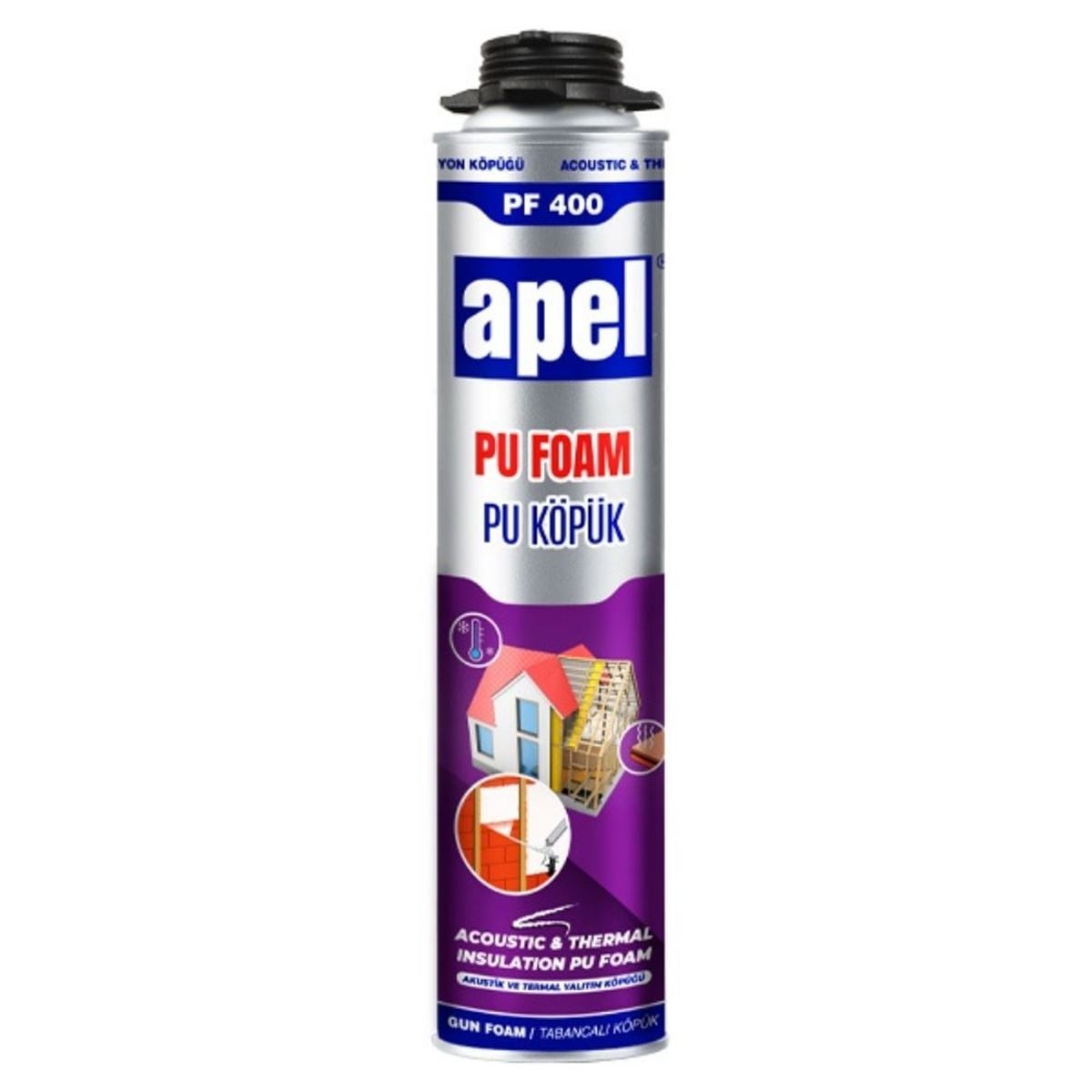 APEL PF311 Profesyonel Tabancalı Köpük 850 gr / 750 ml - Yüksek Verimli Isı ve Ses Yalıtımı Poliüretan Montaj Köpüğü