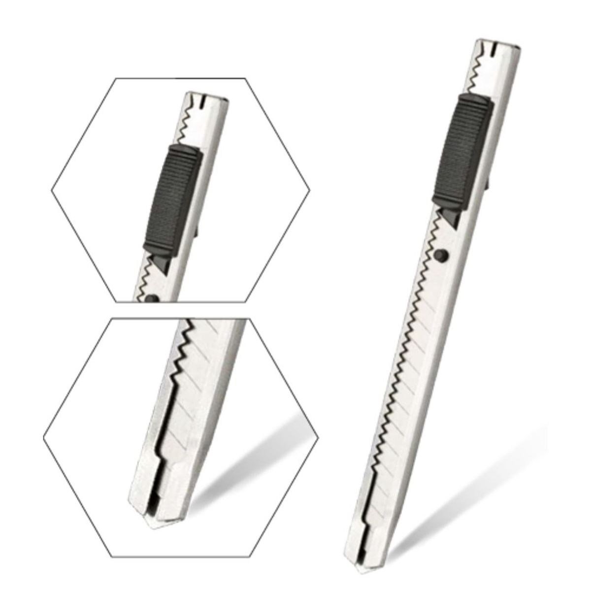 ARSTECH ARS100209 Askılı Metal Gövdeli Maket Bıçağı 9 MM (5113) - Hassas Grafik, Folyo ve Cep Klipsli Emniyetli Falçata