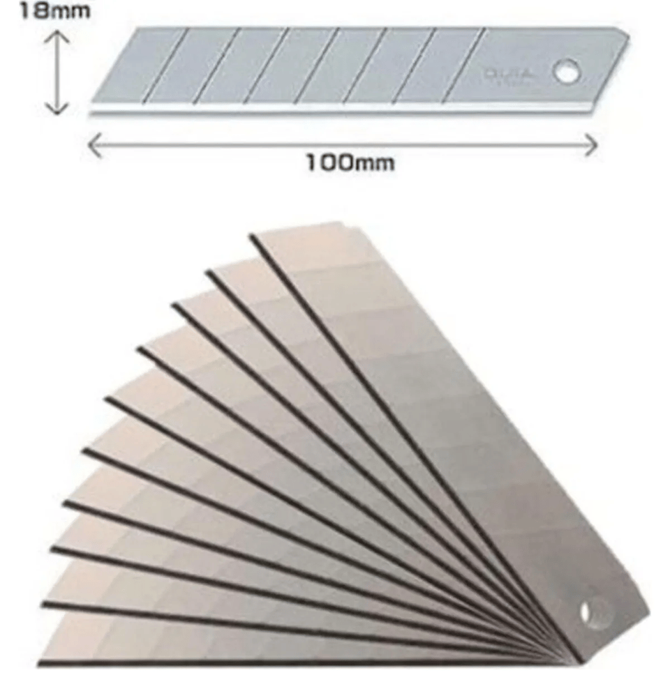 ARSTECH ARS100500 Yedek Maket Bıçağı Ucu 18 MM (1461) - 0.50 MM Yüksek Karbonlu Çelik Kırılabilir Falçata Jileti