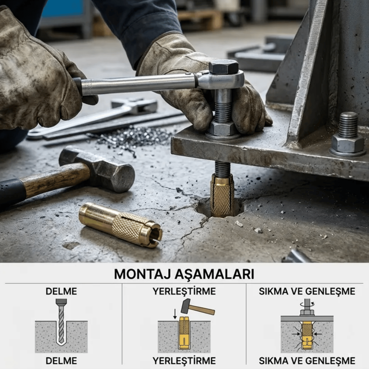 ARSTECH M12 Çakmalı Çelik Dübel – Beton Ankraj ve Profesyonel Sabitleme Dübeli