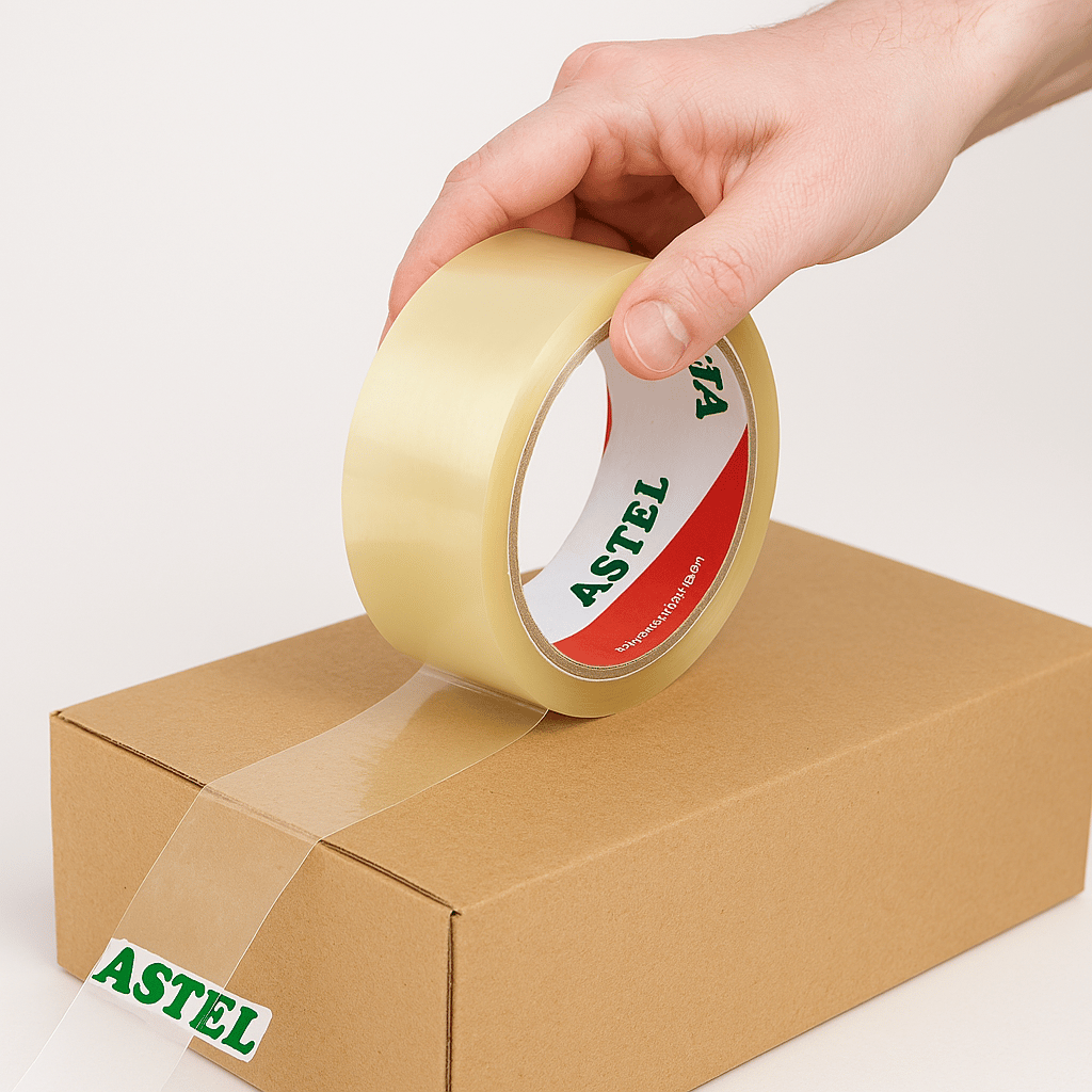 ASTEL Koli Bandı Şeffaf Renk 45 mm x 100 mt - Profesyonel Güçlü Ambalaj ve Paketleme Bandı