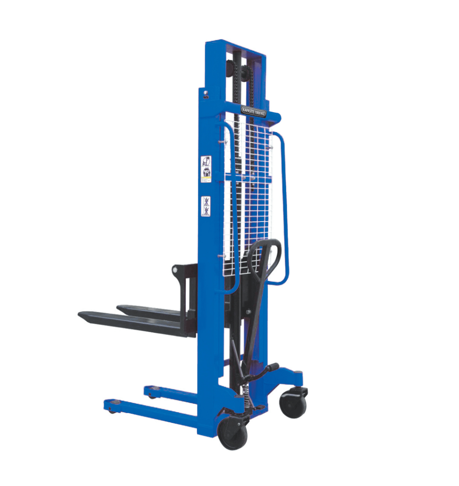 ATLAS 1 Ton Manuel İstif Makinası - Profesyonel Hidrolik Yük Kaldırma ve İstifleme Aracı, Yüksek Şasili Manuel Forklift