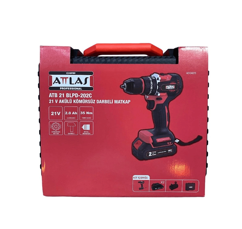 ATTLAS ATB21 BLPD-202C 21V 2x2.0Ah Çift Akülü Kömürsüz Darbeli Matkap