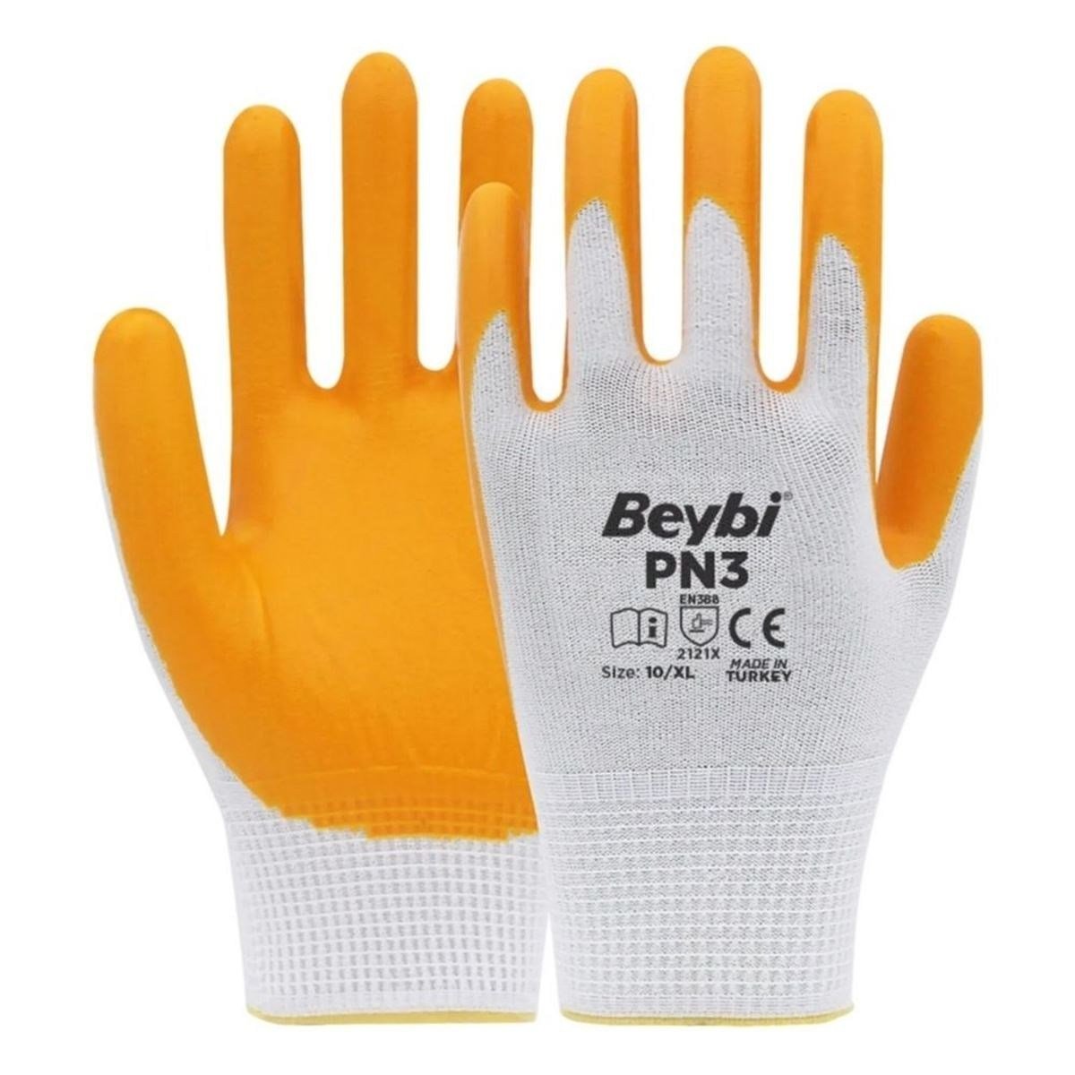 BEYBİ PN3 Sarı Polyester Eldiven No:10 - Profesyonel Hassas Şantiye, Ultra Esnek Mekanik Montaj ve Yüksek Mukavemetli İSG İş Eldiveni