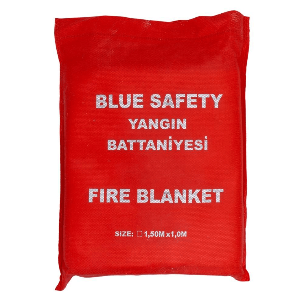 BLUESAFETY 100x150 CM Yangın Battaniyesi - Profesyonel Isı Yalıtımlı Yanmaz Cam Elyaf Acil Durum Battaniyesi