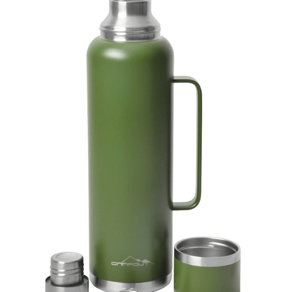 CAMPOUT Çift Katmanlı Termos 1500 ml Yeşil - Vakumlu Paslanmaz Çelik Sızdırmaz Büyük Boy Kamp Termosu