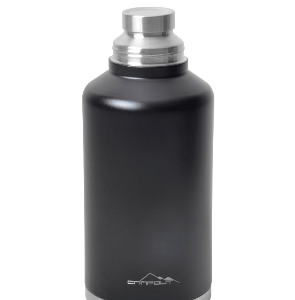 CAMPOUT Çift Katmanlı Termos 2000 ml Siyah - 2 Litre Vakumlu Paslanmaz Çelik Dev Boy Kamp Termosu