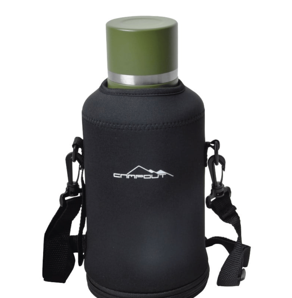 CAMPOUT Çift Katmanlı Termos 2000 ml Yeşil - 2 Litre Vakumlu Paslanmaz Çelik Dev Boy Kamp Termosu