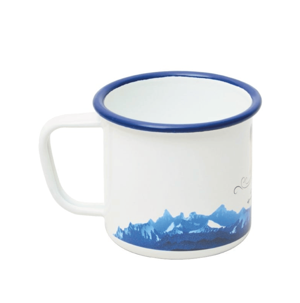 CAMPOUT Emaye Kupa Beyaz Bear - Nostaljik Ayı Figürlü Beyaz Kamp Kupası ve Outdoor Emaye Mug