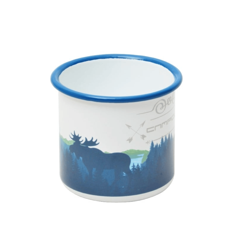 CAMPOUT Emaye Kupa Beyaz Doğa - Nostaljik Doğa Figürlü Beyaz Kamp Kupası ve Outdoor Emaye Mug