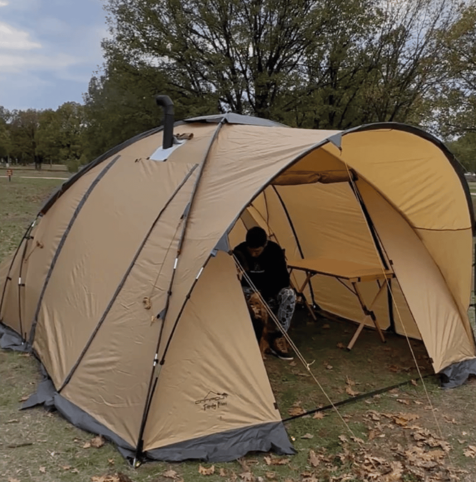 CAMPOUT FAMILY MAXI Çadır Gold 475x340x215 - Lüks Aile Tipi Su Geçirmez Geniş Kamp Çadırı