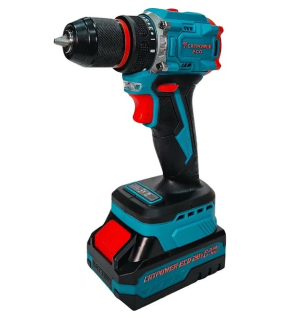 CATPOWER 1010 Kömürsüz Motor Akülü Matkap 20V 2.0Ah Çift Akülü - Profesyonel Yüksek Devirli Brushless Şarjlı Matkap, Ahşap ve Metal Delme Makinesi