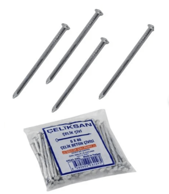 ÇELİKSAN Beyaz Kaplama Oluklu Çelik Çivi 4x40 mm - Profesyonel Sertleştirilmiş Duvar ve Beton Çivisi
