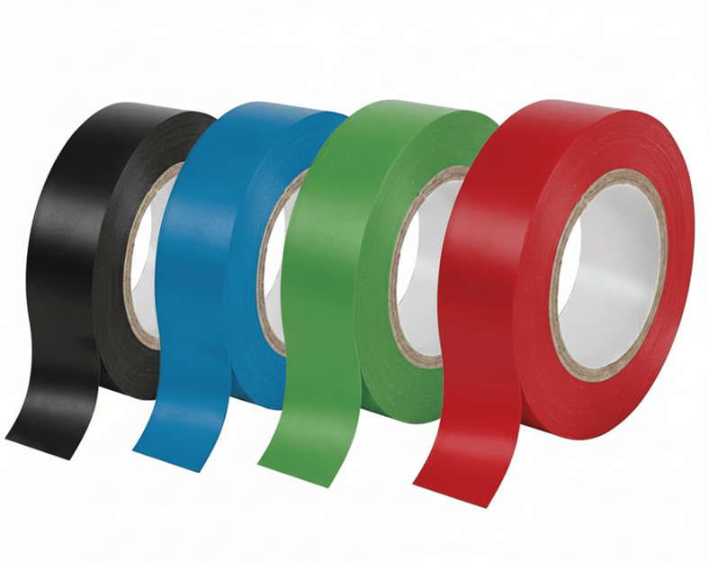 DMAX 4615 Elektrik Bandı Karışık Renkli (Siyah, Mavi, Yeşil, Kırmızı) 19 mm x 10 yrd - Profesyonel Çoklu Faz Kodlama ve Kablo İzolasyon Seti