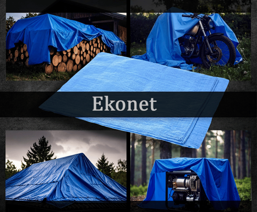 EKONET Mavi Su Geçirmez Koruyucu Branda 10x10 Mt - Profesyonel Kalın Şantiye, Çatı, İnşaat Malzemesi ve Kereste Koruma Çadırı