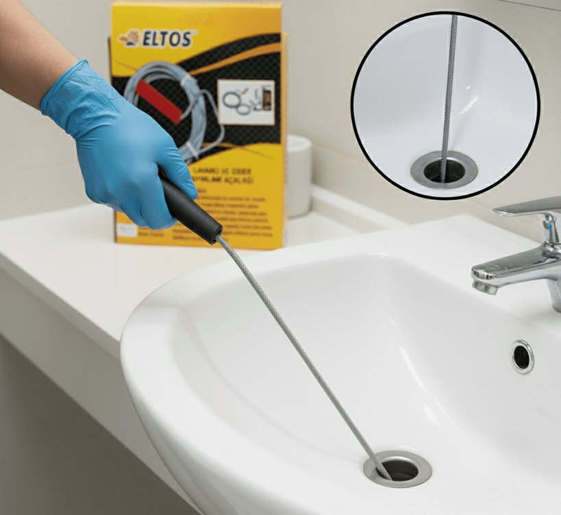 ELTOS 3 mt Lavabo Açma Sustası – Tıkanıklık Giderici Çelik Spiral Boru Açma Teli