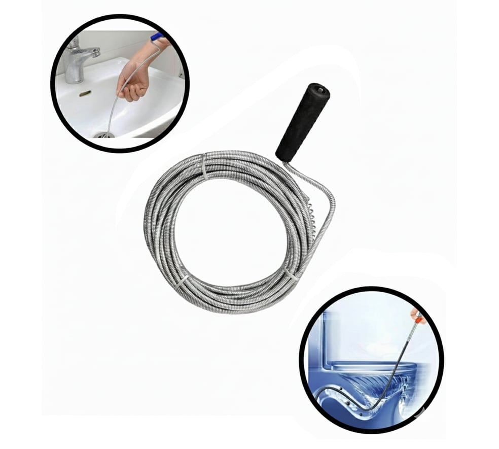 ELTOS 3 mt Lavabo Açma Sustası – Tıkanıklık Giderici Çelik Spiral Boru Açma Teli