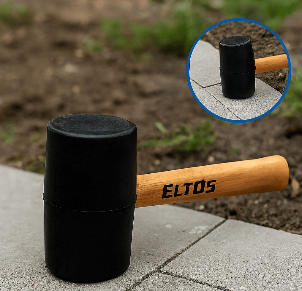 ELTOS Ağaç Saplı Lastik Tokmak 50 MM - Seramik, Karo, Fayans, Parke ve Hassas Mobilya Montaj Tipi Geri Tepmesiz Beyaz/Siyah Tokmak