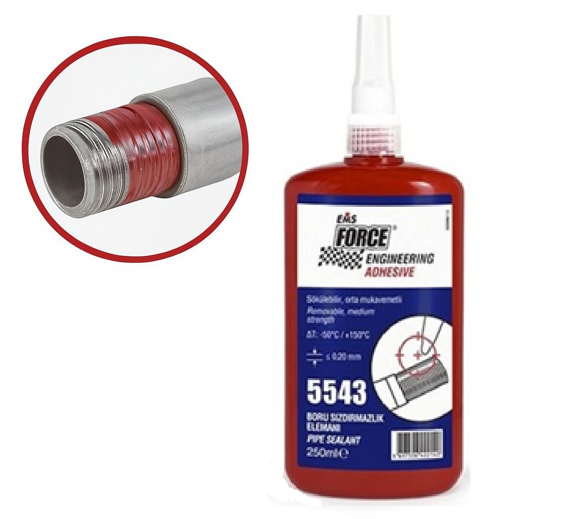 EMS FORCE 5543 Boru Sızdırmazlık Kalın Diş Teflon Katkılı Sıvı Conta 250 ml - Profesyonel Yüksek Basınçlı Anaerobik Metal Dişli Sızdırmazlık Macunu