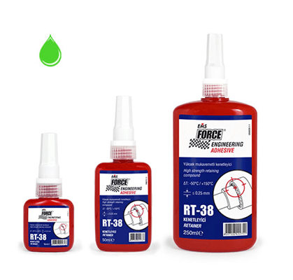 EMS FORCE RT-38 Yüksek Mukavemetli Rulman Tutucu 250 ml - Profesyonel Ağır Sanayi Tipi Sökülemeyen Sıkı Geçme Silindirik Bağlantı Yapıştırıcısı