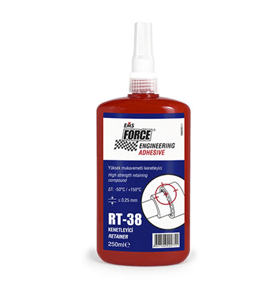 EMS FORCE RT-38 Yüksek Mukavemetli Rulman Tutucu 250 ml - Profesyonel Ağır Sanayi Tipi Sökülemeyen Sıkı Geçme Silindirik Bağlantı Yapıştırıcısı