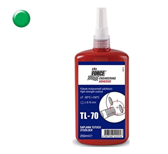EMS FORCE TL-70 Yüksek Mukavemetli Cıvata Tutucu Sabitleyici 50 ml - Profesyonel Sökülemeyen Kırmızı Ağır Sanayi Gevşemezlik Sıvısı