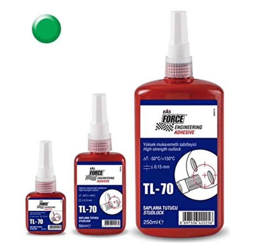 EMS FORCE TL-70 Yüksek Mukavemetli Cıvata Tutucu Sabitleyici 250 ml - Profesyonel Sökülemeyen Kırmızı Ağır Sanayi Gevşemezlik Sıvısı