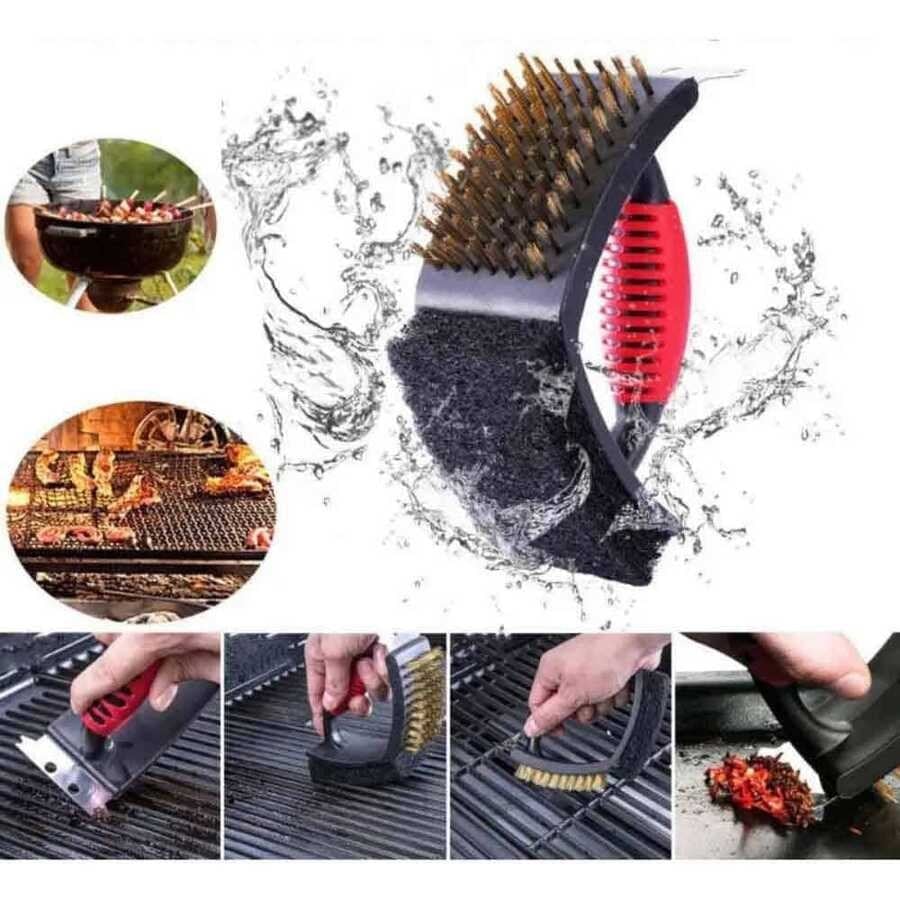 EPINOX BFS-02 Süngerli Barbekü Fırçası – Profesyonel Kazımalı ve Tel Temizlik Fırçası