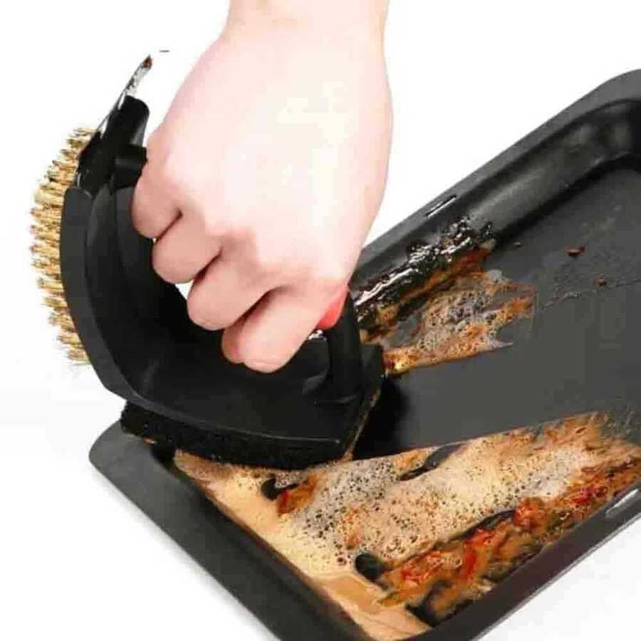 EPINOX BFS-02 Süngerli Barbekü Fırçası – Profesyonel Kazımalı ve Tel Temizlik Fırçası
