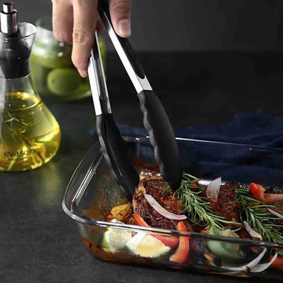 EPINOX BMS-25 Silikon Barbekü Maşası 25 cm Siyah – Paslanmaz Izgara ve Et Maşası