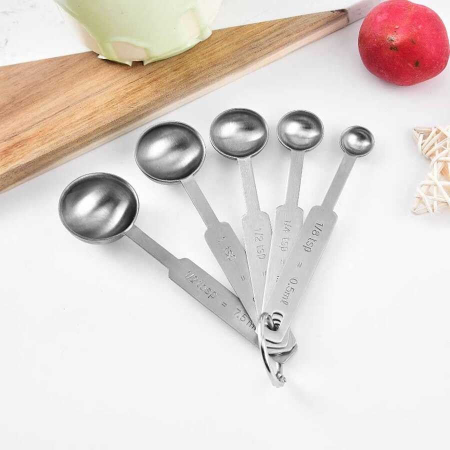 EPINOX KÖ-5 Paslanmaz Çelik 5'li Ölçü Kaşığı Seti (0.5 - 7.5 ml) – Mutfak Ölçek Seti