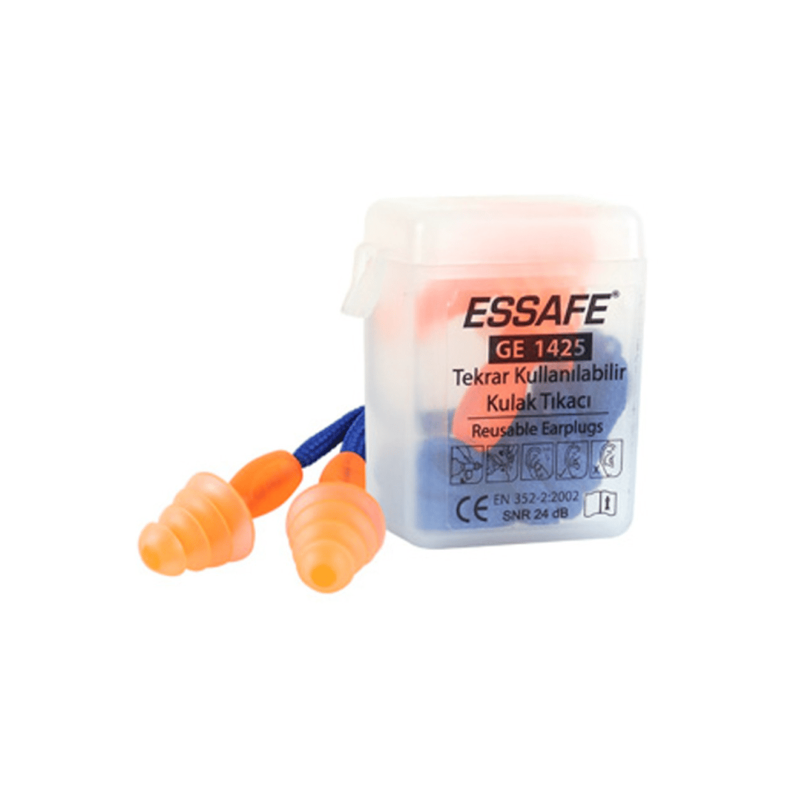 ESSAFE EP561 Kordonlu Kulak Tıkacı Kutulu - Profesyonel Çam Tipi Yıkanabilir İş Güvenliği Tıkacı