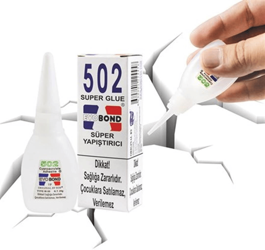 EVOBOND 502 Süper Japon Yapıştırıcı 20 gr - Profesyonel Yüksek Akışkanlı Ultra Hızlı Siyanoakrilat Likit Yapıştırıcı